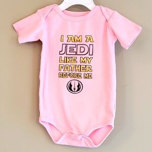 "I Am A Jedi Like My Father Before Me" pink onesie/bodysuit